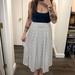 White and Blue Dotted Circle Skirt, Size 10